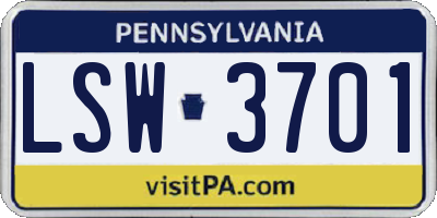PA license plate LSW3701
