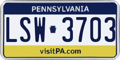 PA license plate LSW3703