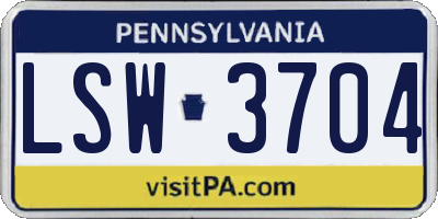 PA license plate LSW3704