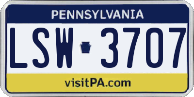 PA license plate LSW3707