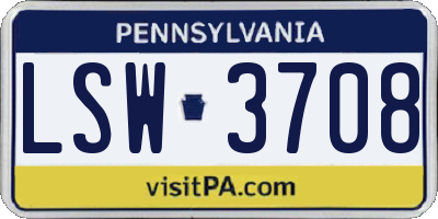 PA license plate LSW3708
