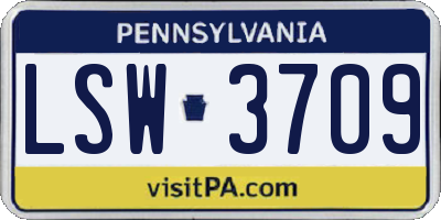 PA license plate LSW3709