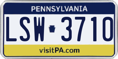PA license plate LSW3710