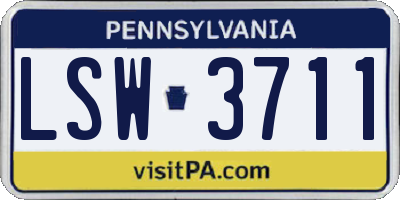 PA license plate LSW3711