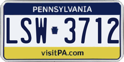 PA license plate LSW3712