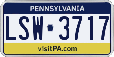 PA license plate LSW3717