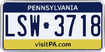 PA license plate LSW3718