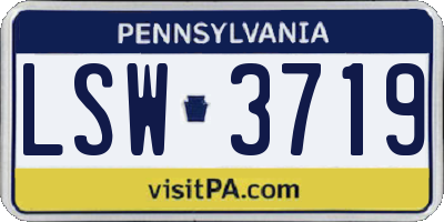 PA license plate LSW3719