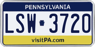 PA license plate LSW3720