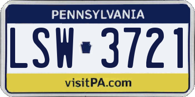 PA license plate LSW3721