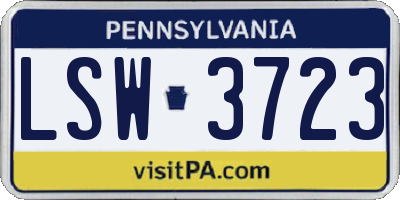 PA license plate LSW3723