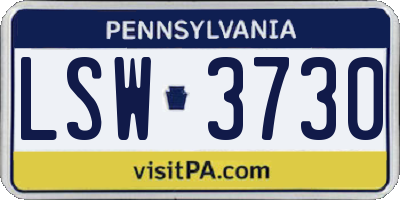 PA license plate LSW3730