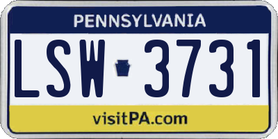 PA license plate LSW3731