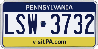 PA license plate LSW3732