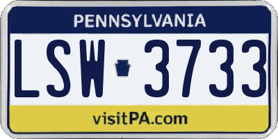 PA license plate LSW3733