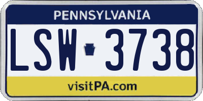 PA license plate LSW3738