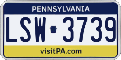 PA license plate LSW3739