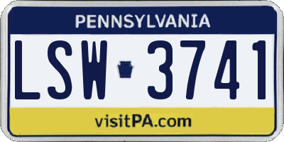 PA license plate LSW3741