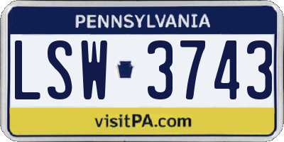 PA license plate LSW3743