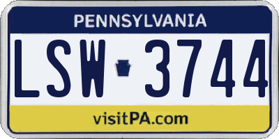 PA license plate LSW3744