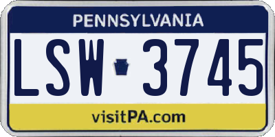 PA license plate LSW3745