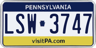 PA license plate LSW3747