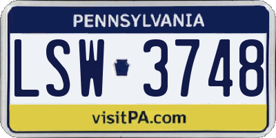 PA license plate LSW3748