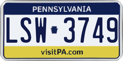 PA license plate LSW3749