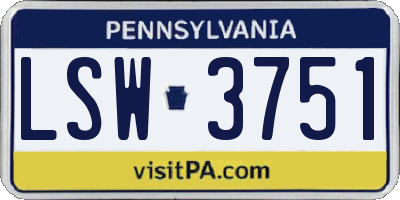 PA license plate LSW3751