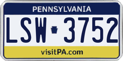 PA license plate LSW3752