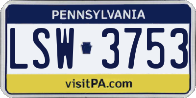 PA license plate LSW3753