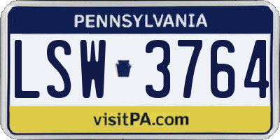PA license plate LSW3764