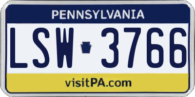 PA license plate LSW3766