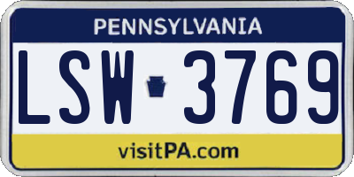 PA license plate LSW3769