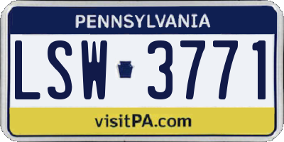 PA license plate LSW3771