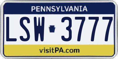 PA license plate LSW3777