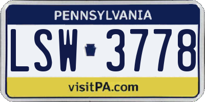 PA license plate LSW3778