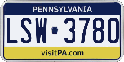 PA license plate LSW3780
