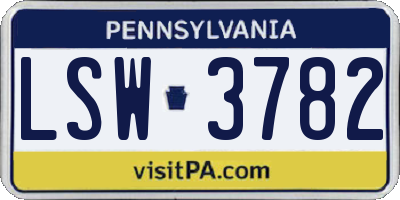 PA license plate LSW3782