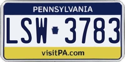 PA license plate LSW3783
