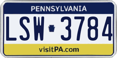 PA license plate LSW3784