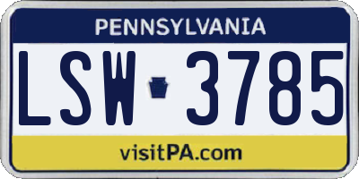 PA license plate LSW3785