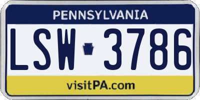 PA license plate LSW3786