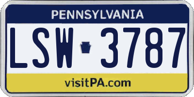 PA license plate LSW3787
