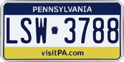 PA license plate LSW3788