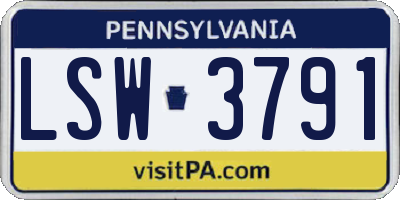 PA license plate LSW3791