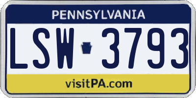 PA license plate LSW3793