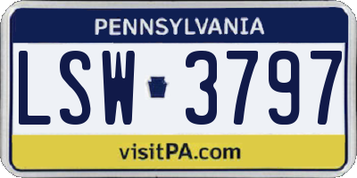 PA license plate LSW3797