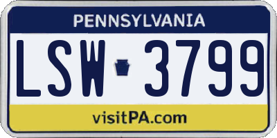 PA license plate LSW3799