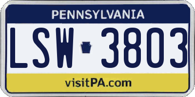 PA license plate LSW3803